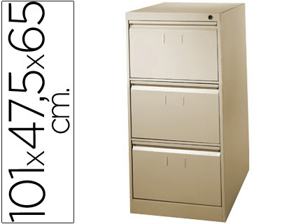 [F-1003E-BE] FICHERO CAJONES DE SUELO METALICO DE 3 CAJONES 101 ALTO,65 PROF. 47,5 ANCHO COLOR BEIGE N.34