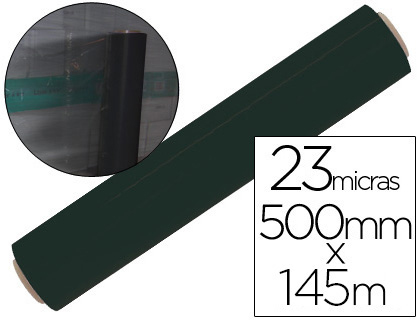 [PLA2023018NE] FILM EXTENSIBLE Q-CONNECT MANUAL ANCHO 500 MM LARGO 145 MT ESPESOR 23 MICRAS NEGRO