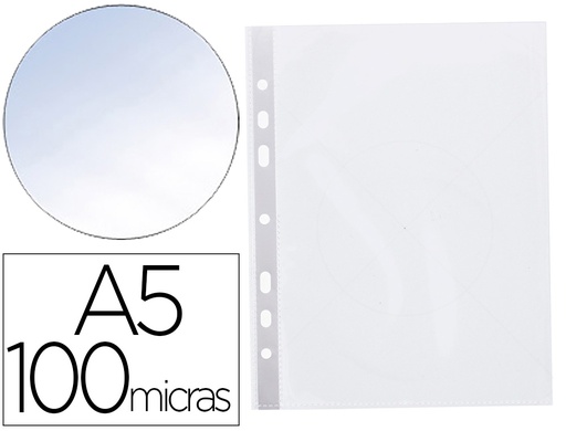 [KF15571] FUNDA MULTITALADRO Q-CONNECT DIN A5 100 MC CRISTAL 6 TALADROS BOLSA DE 10 UNIDADES