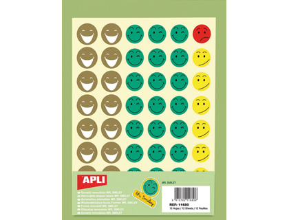[11680] GOMETS ESCOLAR CARAS MR SMILEY BOLSA DE 12 HOJAS