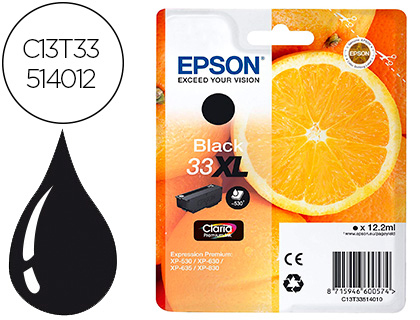 [C13T33514012] INK-JET EPSON EXPRESSION PREMIUN T3351 33XL XP-530 / XP-630 / XP-640 / XP-830 / XP-900 NEGRO 530 PAG