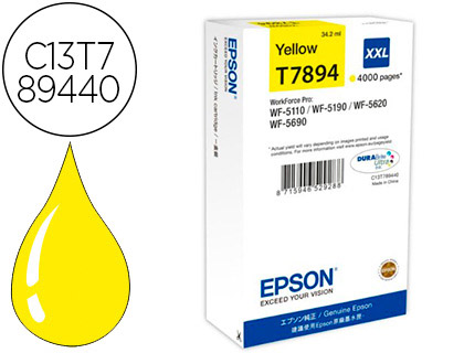 [C13T789440] INK-JET EPSON T7894XXL WF-5110 / 5190 / 5620 / 5690 AMARILLO ALTA CAPACIDAD