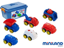 [27487] JUEGO DIDACTICO MINILAND CON 10 VEHICULOS PROFESIONALES FLEXIBLES PARA TRABAJAR LA EDUCACION VIAL