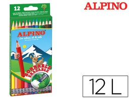 [AL013654] LAPICES DE COLORES ALPINO BORRABLE CON GOMA CAJA DE 12 COLORES SURTIDOS