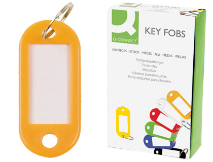 [KF02692] LLAVERO PORTAETIQUETAS Q-CONNECT COLOR AMARILLO EXPOSITOR DE 100 UNIDADES