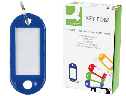[KF02694] LLAVERO PORTAETIQUETAS Q-CONNECT COLOR AZUL EXPOSITOR DE 100 UNIDADES