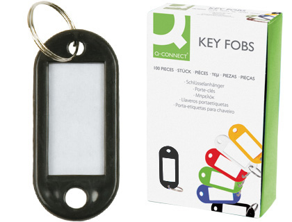 [KF02696] LLAVERO PORTAETIQUETAS Q-CONNECT COLOR NEGRO EXPOSITOR DE 100 UNIDADES