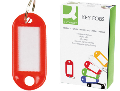 [KF02691] LLAVERO PORTAETIQUETAS Q-CONNECT COLOR ROJO EXPOSITOR DE 100 UNIDADES