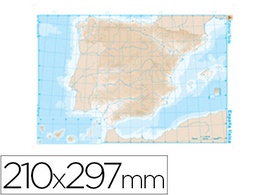 [7196-7] MAPA MUDO B/N DIN A4 ESPAÑA FISICO