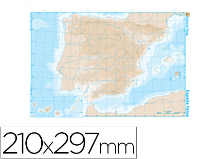 [7196-7] MAPA MUDO B/N DIN A4 ESPAÑA FISICO