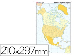 [7187-5] MAPA MUDO COLOR DIN A4 AMERICA DEL NORTE POLITICO