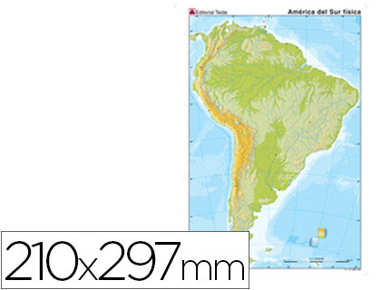[7189-9] MAPA MUDO COLOR DIN A4 AMERICA DEL SUR FISICO