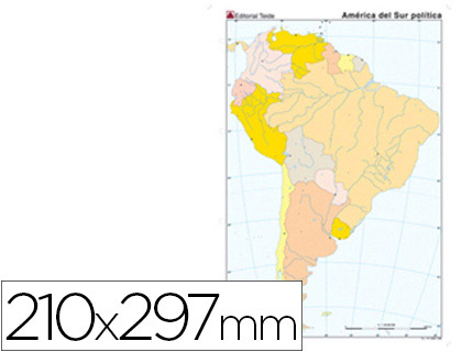 [7191-2] MAPA MUDO COLOR DIN A4 AMERICA DEL SUR POLITICO