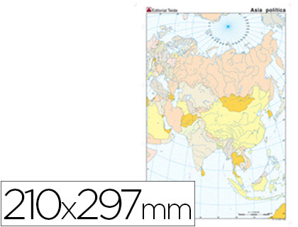 [7170-7] MAPA MUDO COLOR DIN A4 ASIA POLITICO