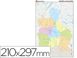 [7229-2] MAPA MUDO COLOR DIN A4 CASTILLA-LEON POLITICO