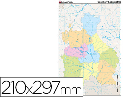[7229-2] MAPA MUDO COLOR DIN A4 CASTILLA-LEON POLITICO