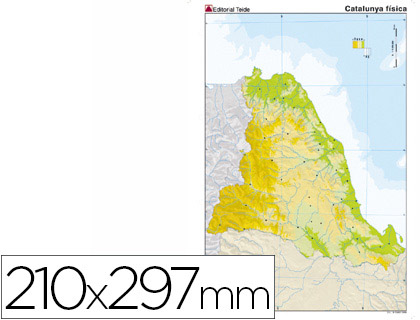 [7203-2] MAPA MUDO COLOR DIN A4 CATALUÑA FISICO