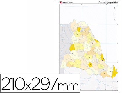 [7205-6] MAPA MUDO COLOR DIN A4 CATALUÑA POLITICO
