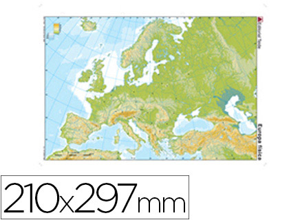 [7164-6] MAPA MUDO COLOR DIN A4 EUROPA FISICO