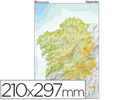 [7230-8] MAPA MUDO COLOR DIN A4 GALICIA FISICO