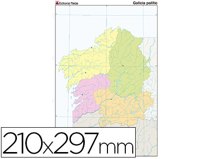 [7231-5] MAPA MUDO COLOR DIN A4 GALICIA POLITICO