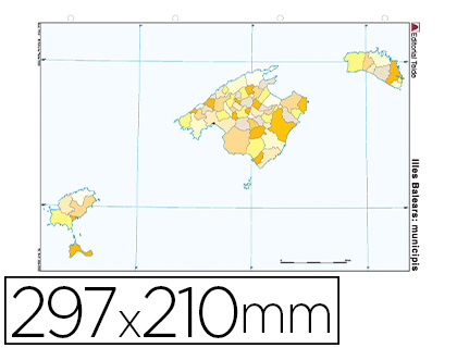 [7218-6] MAPA MUDO COLOR DIN A4 ISLAS BALEARES POLITICO