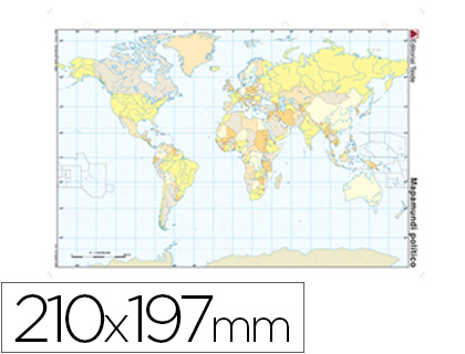 [7213-1] MAPA MUDO COLOR DIN A4 PLANISFERIO POLITICO