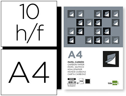 [NR04] PAPEL CARBON LIDERPAPEL NEGRO DIN A4 BOLSA DE 10 HOJAS