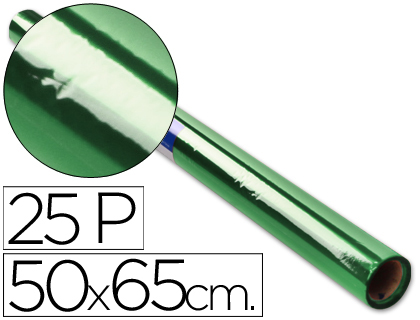 [22334] PAPEL CELOFAN ROLLO TREPADO VERDE 25 HOJAS DE 50X65 CM