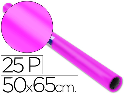 [22083] PAPEL CHAROL ROSA FUERTE ROLLO 25 HOJAS DE 50X65 CM