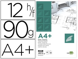 [PV13] PAPEL DIBUJO LIDERPAPEL A4+ 320X240MM 90G/M2 VEGETAL SOBRE DE 12 HOJAS