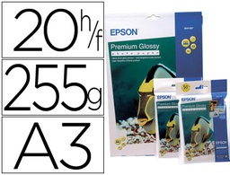 [S041315] PAPEL EPSON PREMIUM GLOSSY PHO TO PAPER A3 (20HOJAS) 255GR. 255 GR.