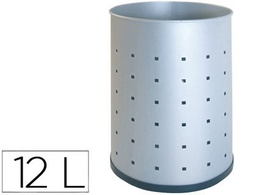 [101-R-PL] PAPELERA METALICA 101-R PLATEADA PINTADA PERFORADA 315X215 MM