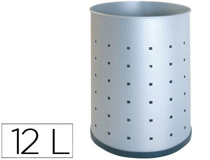 [101-R-PL] PAPELERA METALICA 101-R PLATEADA PINTADA PERFORADA 315X215 MM