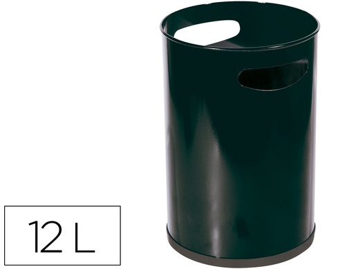 [101-N] PAPELERA METALICA CON ASAS 101 NEGRA 32X21 CM 12 LITROS
