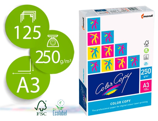 [57302] PAPEL FOTOCOPIADORA COLOR COPY DIN A3 250 GRAMOS PAQUETE DE 125 HOJAS