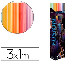 [11265] PAPEL KRAFT ROLLO 3X1 MT EXPOSITOR FUSION CON 24 ROLLOS COLORES SURTIDOS