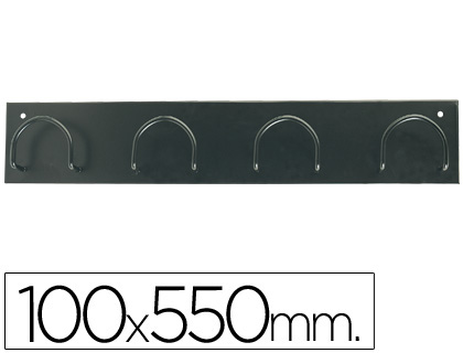 [611-N] PERCHERO METALICO 611 PARED 4 COLGADORES COLOR NEGRO 55X10X5 CM