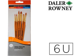 [D216920601] PINCELES DALER ROWNEY SIMPLY ART SINTENTICO MANGO CORTO DORADO BLISTER DE 6 UNIDADES