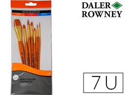 [D216920700] PINCELES DALER ROWNEY SIMPLY ART SINTENTICO MANGO CORTO DORADO BLISTER DE 7 UNIDADES