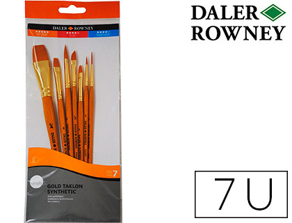 [D216920700] PINCELES DALER ROWNEY SIMPLY ART SINTENTICO MANGO CORTO DORADO BLISTER DE 7 UNIDADES