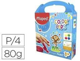 [812510] PINTURA A DEDOS MAPED COLOR PEPS CAJA DE 4 BOTES COLORES SURTIDOS 80 GR