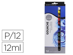 [D126600912] PINTURA GOUACHE DALER ROWNEY SIMPLY CAJA DE 12 COLORES SURTIDOS TUBO DE 12 ML