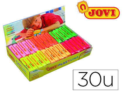 [70F] PLASTILINA JOVI 70F TAMAÑO PEQUEÑO CAJA DE 30 UNIDADES COLORES FLUORESCENTES SURTIDOS
