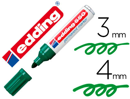 [550-04] ROTULADOR EDDING PUNTA FIBRA PERMANENTE 550 VERDE N. 4 PUNTA REDONDA RECARGABLE