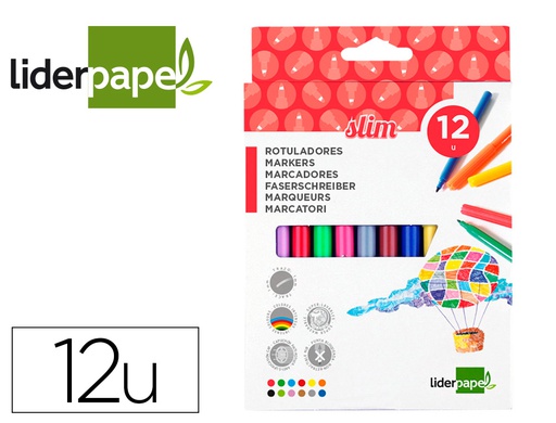 [RT12] ROTULADOR LIDERPAPEL SLIM CAJA DE 12 UNIDADES COLORES SURTIDOS