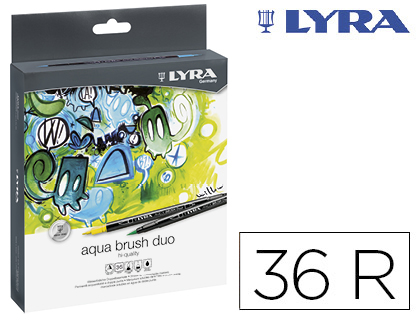 [L6521360] ROTULADOR LYRA AQUA BRUSH DUO CAJA DE 36 COLORES SURTIDOS