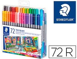 [3200 TB72] ROTULADOR STAEDTLER DOBLE PUNTA DE FIBRA 3200 ESTUCHE DE 72 UNIDADES COLORES SURTIDOS