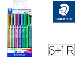 [8323-SWP6P] ROTULADOR STAEDTLER METALICO 8323 BLISTER DE 6 UNIDADES COLORES SURTIDOS + 1 ROTULADOR CALIBRADO 308 C2-9