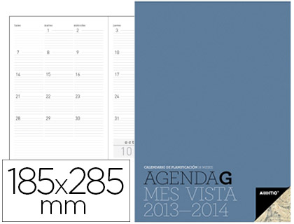 [P182] AGENDA G MES VISTA ADDITIO PLANIFICADOR 16 MESES 19,5X28,5 CM COLORES SURTIDOS